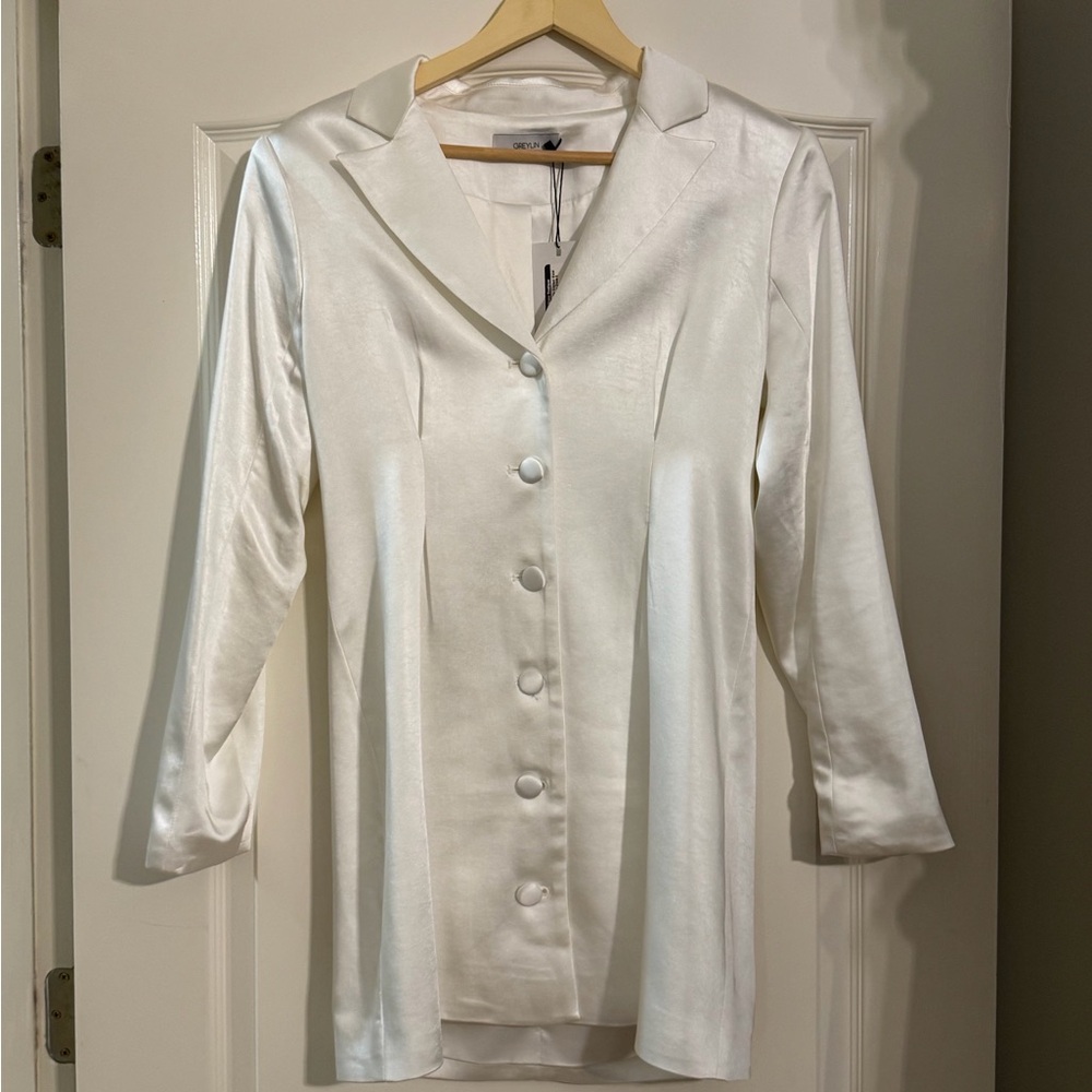Greylin Ivory Satin Jacket Dress